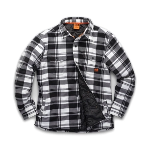 1 chemise à carreaux rembourrée worker, noir et blanc - taille xs - scruffs