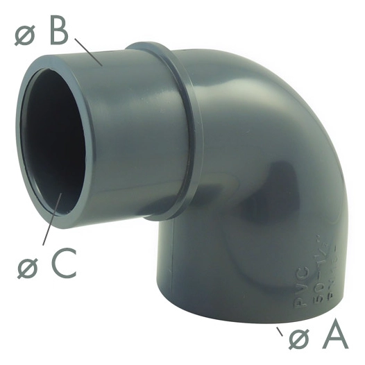 Coude PVC pression MF/FF 63X63X50 - CODITAL