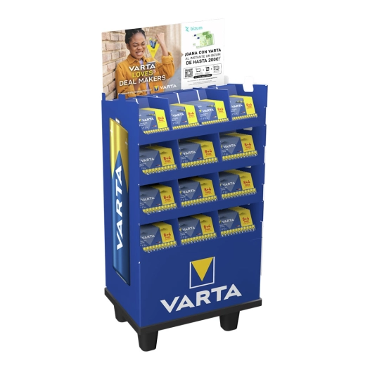 présentoir promotionnel de piles longlife power 8+4 avec 133 packs (52 packs aaa et 81 packs aa)