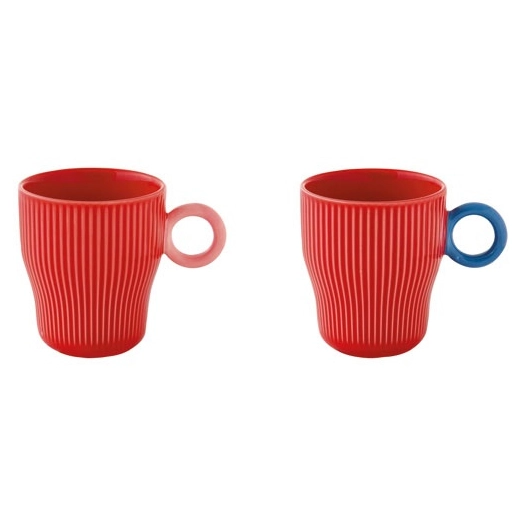 set 2 tasses ã€ cafã‰ en porc.90ml en c.b. twist & match red - pozzi milano spa