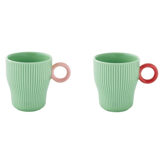 set 2 tasses ã€ cafã‰ en porc.90ml en c.b. twist & match aquamarine-pink - pozzi milano spa