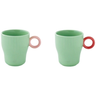set 2 tasses ã€ cafã‰ en porc.90ml en c.b. twist & match aquamarine-pink - pozzi milano spa