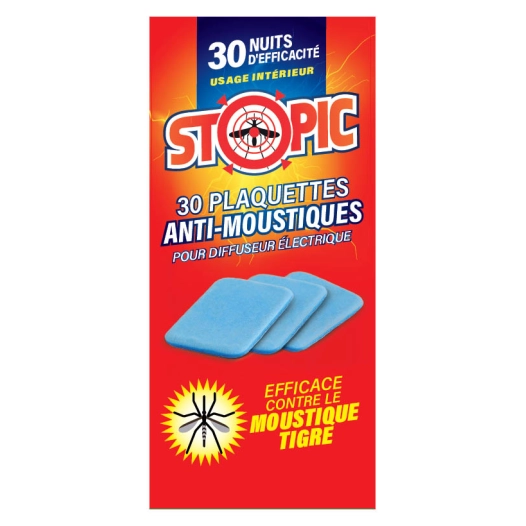 recharge 30 plaquettes anti-moustiques 30 nuits tp18 - stopic