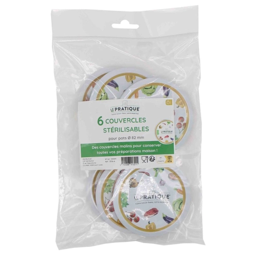 6 couvercles stérilisables pour bocaux ø82 mm - le pratique