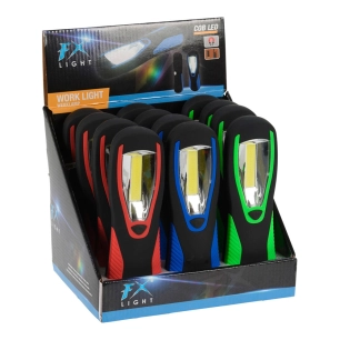 lampe de poche de travail à led avec crochet et aimant, 3 x aa (non inclus), couleurs assorties