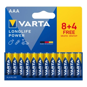 pile aaa alkalina longlife power - lr03 (carton blister 12 unités 8+4) ø10,5 x 44,5 mm