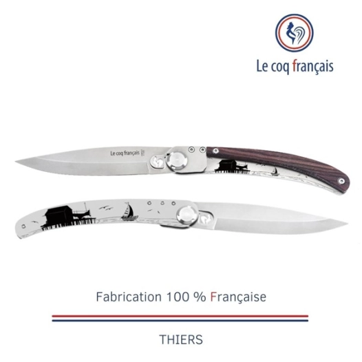 couteau de poche le coq original-charente atlantique-bois de vi - french touch arts ld