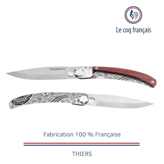 couteau de poche le coq original - tokyo - red heart - french touch arts ld