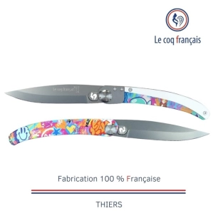 couteau de poche le coq original-acrylique blanc-street ar - french touch arts ld