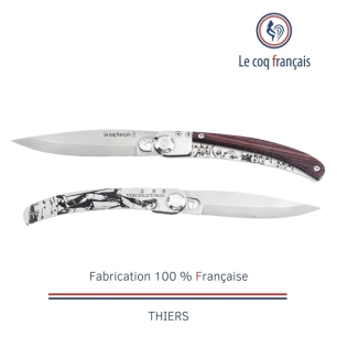 couteau de poche le coq original - vercingã©torix - bois de viol - french touch arts ld