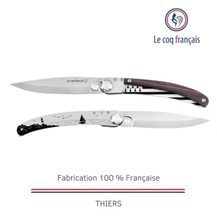 couteau de poche le coq original - bretagne - bois de violette - french touch arts ld