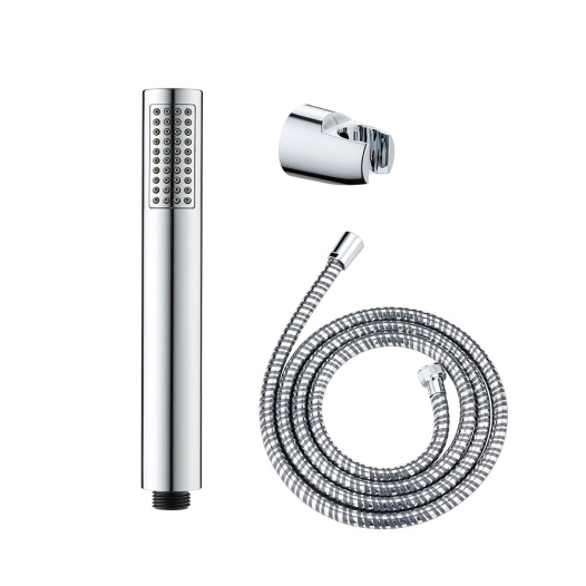 kit de douche basic, tête 5 fonctions + tuyau 150 cm + support réglable