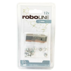 jeu de 12 lames adaptable pour robots stiga modèles a1500, a3000, a5000, g1200, g300, g600, stig 1200, stig 300, stig 600, stig-