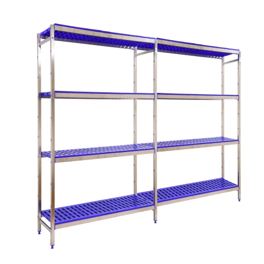 Etagère sans vis SIMONINOX INITIAL 4PP/1600x3290x500 A.INOX/BLEU 1600x3290x500 - SIMONRACK