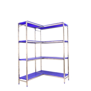 Etagère sans vis SIMONINOX CORNER 4PP/2000x(1660-1260)x400 A.INOX/BLEU 2000x1660x400 - SIMONRACK
