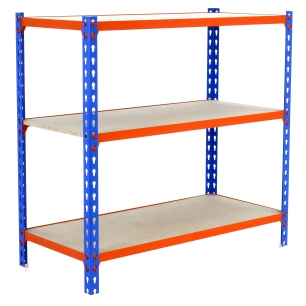 Etagère légère sans vis MADERCLICK PLUS 3/500 1000 BLEU/ORANG/BOIS BLEU/ORANGE/BOIS 1000x1000x500 - SIMONRACK