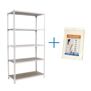 Etagère légère sans vis MADERCLICK 5/400 BLANC/BOIS + HOUSSE BLANC/BOIS 1800x900x400 - SIMONRACK