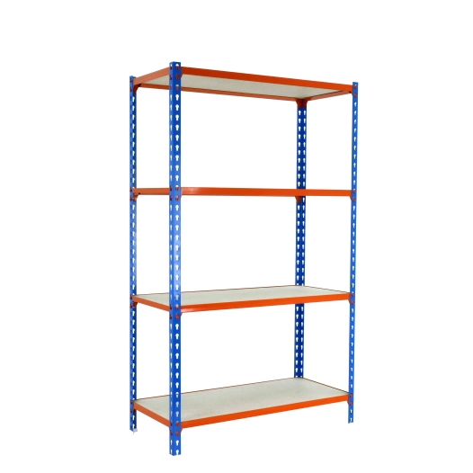 Etagère légère sans vis MADERCLICK SUPERPLUS 4/500 1500 BLEU/ORANG/BOIS BLEU/ORANGE/BOIS 1500x1100x500 - SIMONRACK