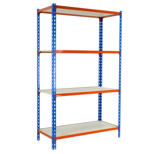 Etagère légère sans vis MADERCLICK 4/500 1500 BLEU/ORANG/BOIS BLEU/ORANGE/BOIS 1500x900x500 - SIMONRACK