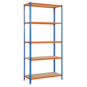 Etagère légère sans vis MADERCLICK 5/300 BLEU/ORANG/BOIS BLEU/ORANGE/BOIS 1800x900x300 - SIMONRACK