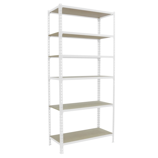 Etagère légère sans vis MADERCLICK 6/300 BLANC/BOIS BLANC/BOIS 2500x900x300 - SIMONRACK