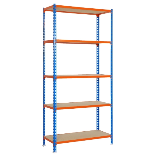 Etagère légère sans vis MADERCLICK SUPERPLUS 5/300 BLEU/ORANG/BOIS BLEU/ORANGE/BOIS 2000x1100x300 - SIMONRACK