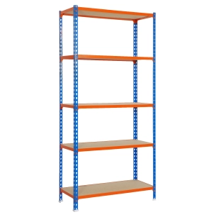 Etagère légère sans vis MADERCLICK SUPERPLUS 5/300 BLEU/ORANG/BOIS BLEU/ORANGE/BOIS 2000x1100x300 - SIMONRACK