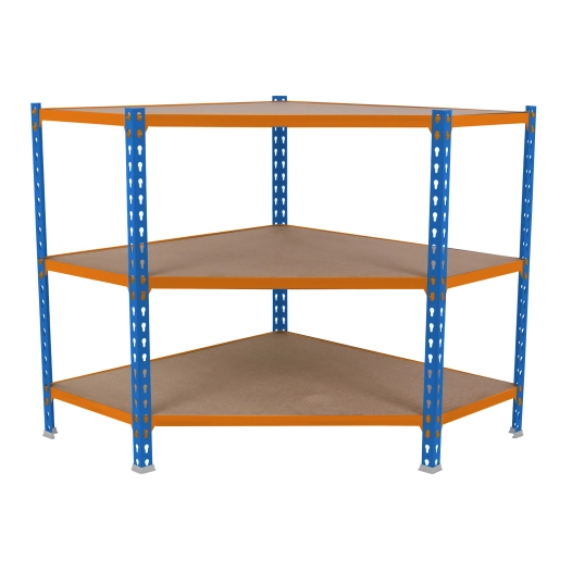 Etagère légère sans vis MADERCLICK CORNER 3/500 900 BLEU/ORANG/BOIS BLEU/ORANGE/BOIS 900x900x500 - SIMONRACK