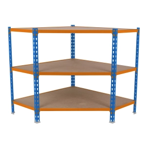 Etagère légère sans vis MADERCLICK CORNER 3/500 900 BLEU/ORANG/BOIS BLEU/ORANGE/BOIS 900x900x500 - SIMONRACK