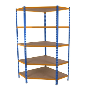 Etagère légère sans vis MADERCLICK CORNER 5/400 1800 BLEU/ORANG/BOIS BLEU/ORANGE/BOIS 1800x900x400 - SIMONRACK