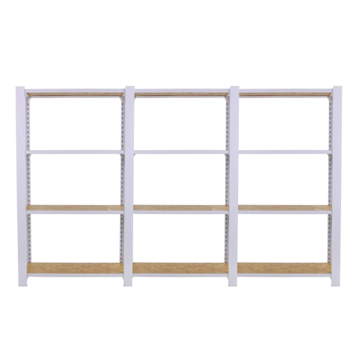 Etagère légère sans vis OFFICLICK 4/300 WOOD 2400 BLANC/OSB BLANC/OSB 1500x2400x300 - SIMONRACK