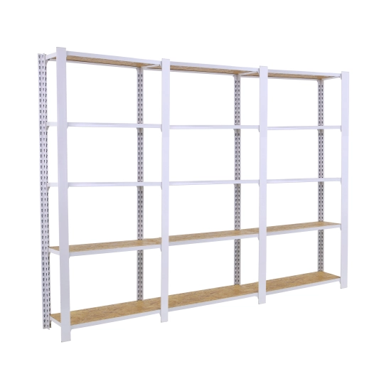 Etagère légère sans vis OFFICLICK 5/300 WOOD 2400 BLANC/OSB BLANC/OSB 2100x2400x300 - SIMONRACK