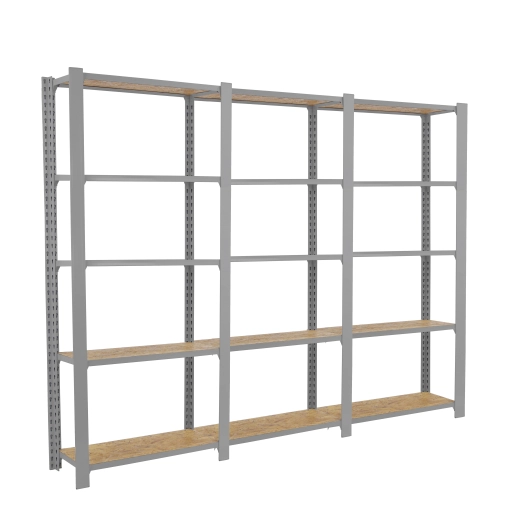 Etagère légère sans vis OFFICLICK 5/300 WOOD 2400 GRIS/OSB GRIS/OSB 2100x2400x300 - SIMONRACK