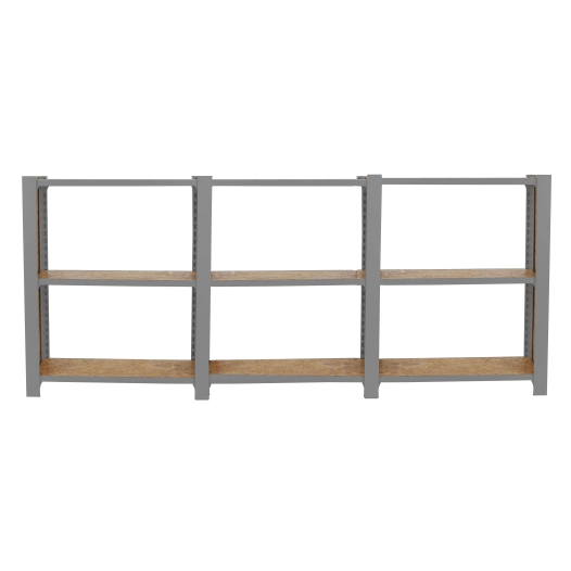 Etagère légère sans vis OFFICLICK 3/300 WOOD 2400 GRIS/OSB + PLAQUES 1000 GRIS/OSB 1000x2400x300 - SIMONRACK
