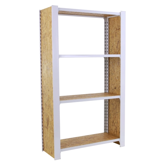 Etagère légère sans vis OFFICLICK 4/300 WOOD 800 BLANC/OSB + PLAQUES 1500 BLANC/OSB 1500x800x300 - SIMONRACK