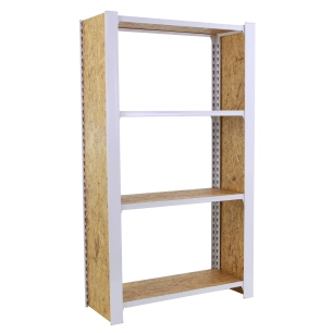 Etagère légère sans vis OFFICLICK 4/300 WOOD 800 BLANC/OSB + PLAQUES 1500 BLANC/OSB 1500x800x300 - SIMONRACK