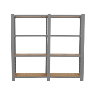 Etagère légère sans vis OFFICLICK 4/300 WOOD 1600 GRIS/OSB + PLAQUES 1500 GRIS/OSB 1500x1600x300 - SIMONRACK