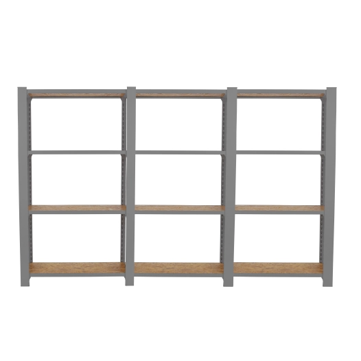Etagère légère sans vis OFFICLICK 4/300 WOOD 2400 GRIS/OSB + PLAQUES 1500 GRIS/OSB 1500x2400x300 - SIMONRACK