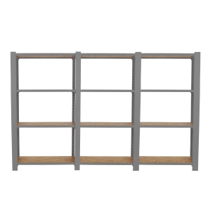 Etagère légère sans vis OFFICLICK 4/300 WOOD 2400 GRIS/OSB + PLAQUES 1500 GRIS/OSB 1500x2400x300 - SIMONRACK