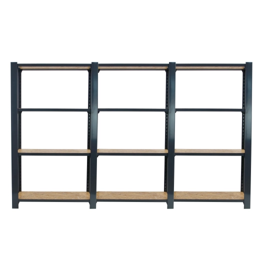 Etagère légère sans vis OFFICLICK 4/300 WOOD 2400 ANTRACI/OSB + PLAQUES 1500 ANTRACITE/OSB 1500x2400x300 - SIMONRACK