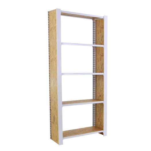 Etagère légère sans vis OFFICLICK 5/300 WOOD 800 BLANC/OSB + PLAQUES 2100 BLANC/OSB 2100x800x300 - SIMONRACK
