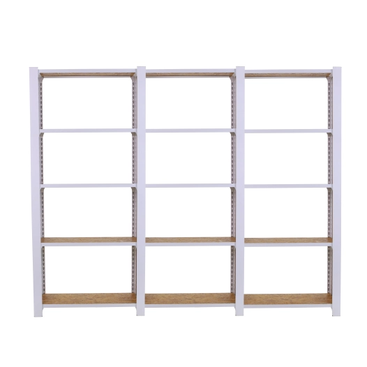 Etagère légère sans vis OFFICLICK 5/300 WOOD 2400 BLANC/OSB + PLAQUES 2100 BLANC/OSB 2100x2400x300 - SIMONRACK