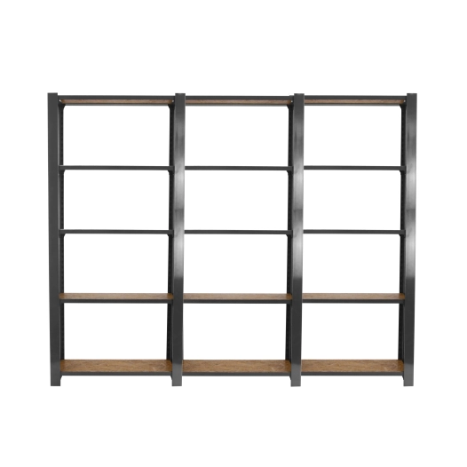 Etagère légère sans vis OFFICLICK 5/300 WOOD 2400 GRIS/OSB + PLAQUES 2100 GRIS/OSB 2100x2400x300 - SIMONRACK