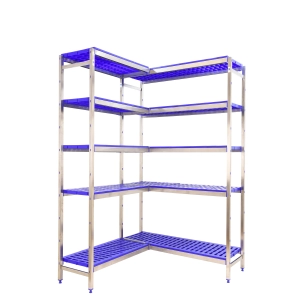 Etagère sans vis SIMONINOX CORNER 5PP/1600x(1360-860)x500 A.INOX/BLEU 1600x1360x500 - SIMONRACK