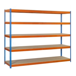 Etagère sans vis ECOFORTE 1506-5 CHIPBOARD BLEU/ORANG/BOIS BLEU/ORANGE/BOIS 2000x1500x600 - SIMONRACK