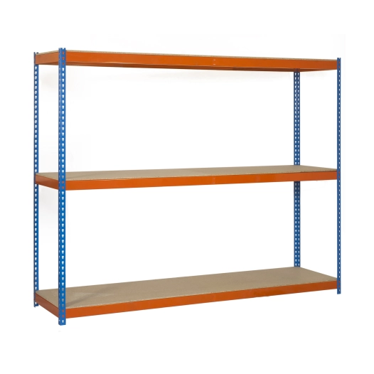 Etagère sans vis ECOFORTE 1507-3 CHIPBOARD BLEU/ORANG/BOIS BLEU/ORANGE/BOIS 2000x1500x750 - SIMONRACK