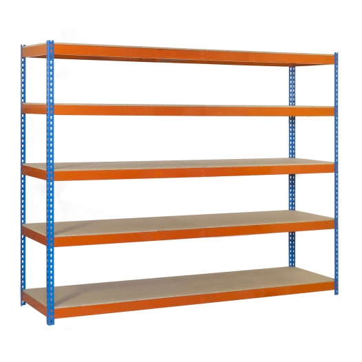 Etagère sans vis ECOFORTE 1206-5 CHIPBOARD 3000 BLEU/ORANG/BOIS BLEU/ORANGE/BOIS 3000x1200x600 - SIMONRACK