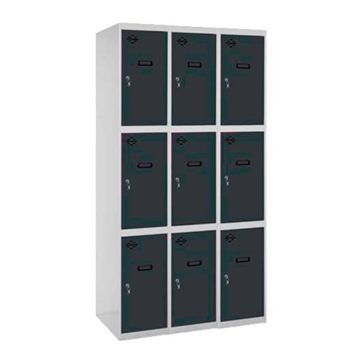 Casier-Armoire SIMONLOCKER DESM. 3 PORTES 3/9 300 (900) GR/AN GRIS/ANTRACITE 1800x900x500 - SIMONRACK