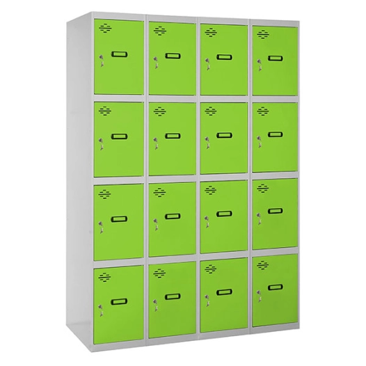 Casier-Armoire SIMONLOCKER DESM. 4 PORTES 4/16 400 (1600) GR/VE GRIS/VERT 1800x1600x500 - SIMONRACK