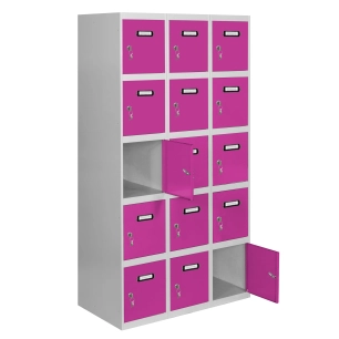 Casier-Armoire SIMONLOCKER DESM. 5 PORTES 3/15 300 (900) GR/RO GRIS/ROSE 1800x900x500 - SIMONRACK